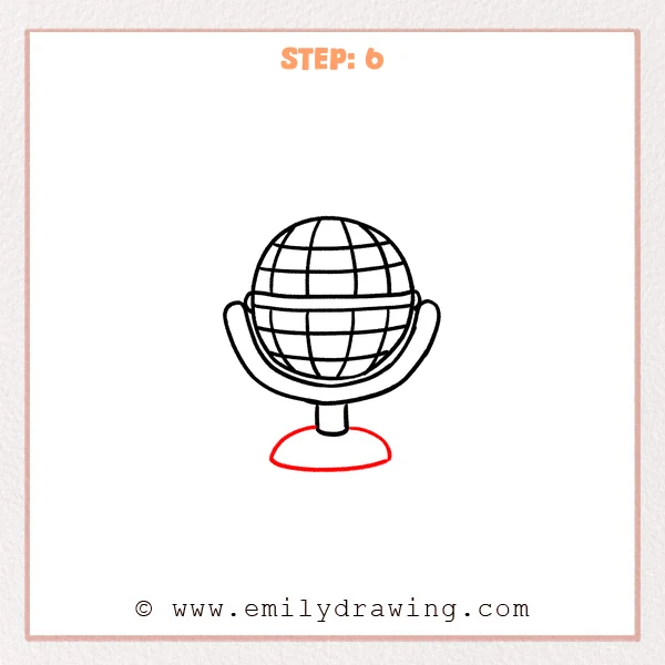 how to draw a cartoon microphone - A cartoon microphone on a cradle with a short connector and a wide oval base added beneath the stand.